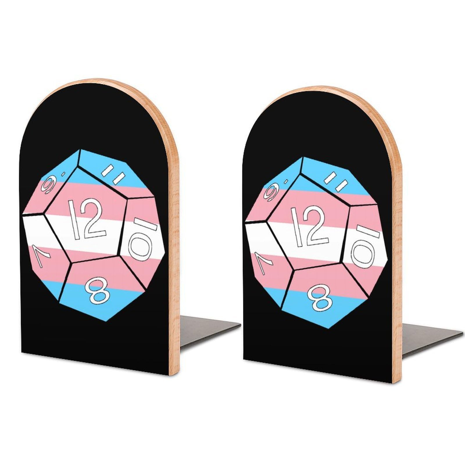 Nclqvjxzkhw Style Transgender Flag Dice Dragons Dungeons Book Ends For Shelves Bookends Bookshelf Holder Stand Books Stopper Home Office Decor