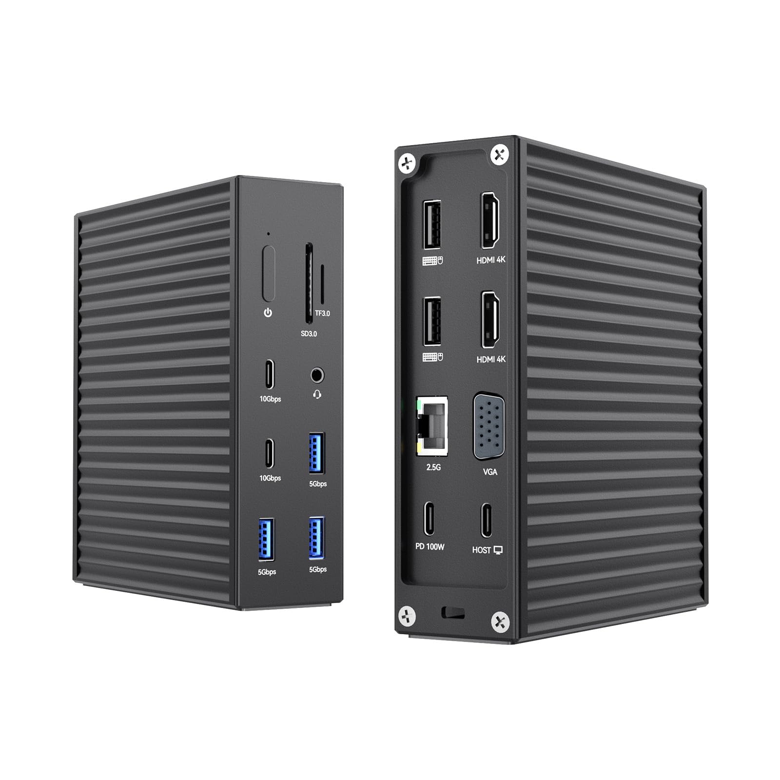 ACASIS USB C Docking Station Dual Monitor,Laptpop Docking Station with 4K60Hz HDMI,1080P60HZ VGA,2.5G Ethernet,SD/TF,10Gbps USB Sports,3.5mm Audio,PD100W,USB C Dock for MacOS/Laptpop/HP/DELL (Black)