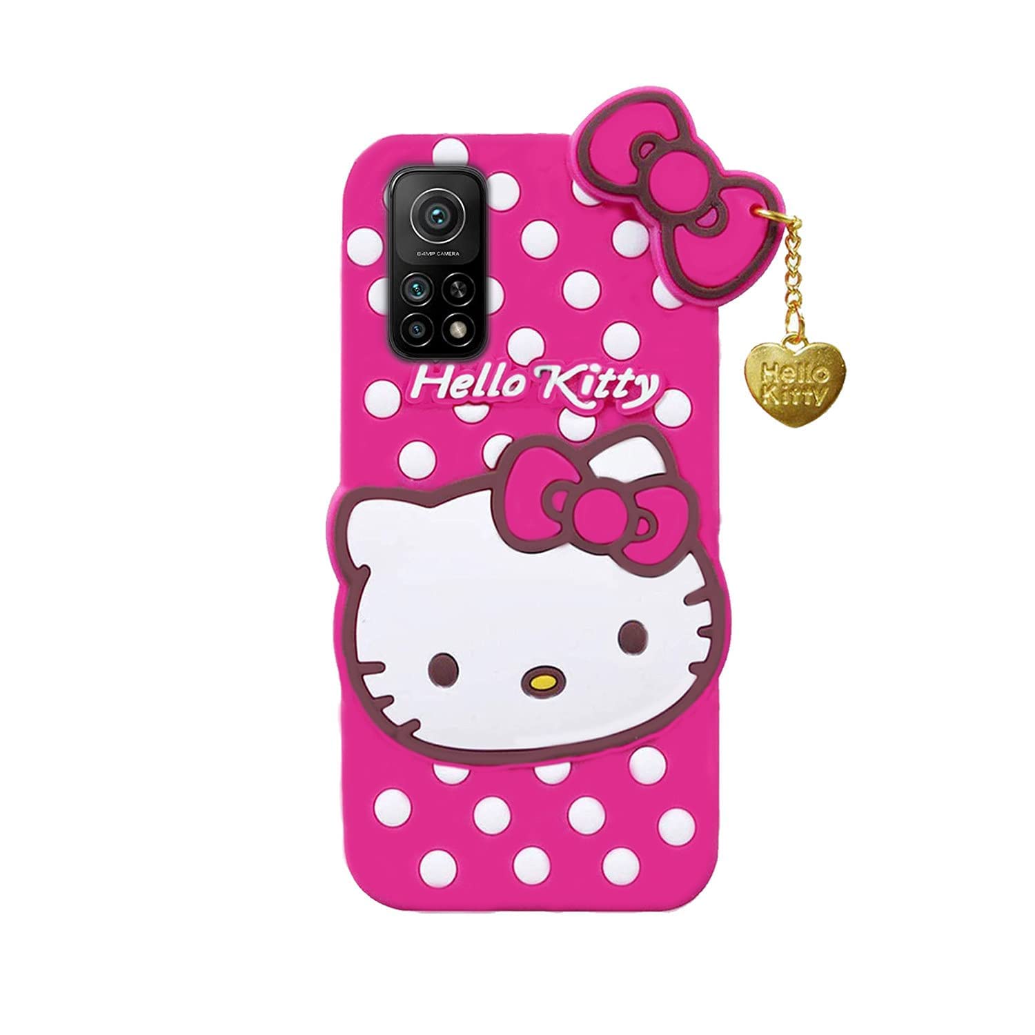 COVERBLACK Rubber Hello Kitty with Pendant Case Back Cover for