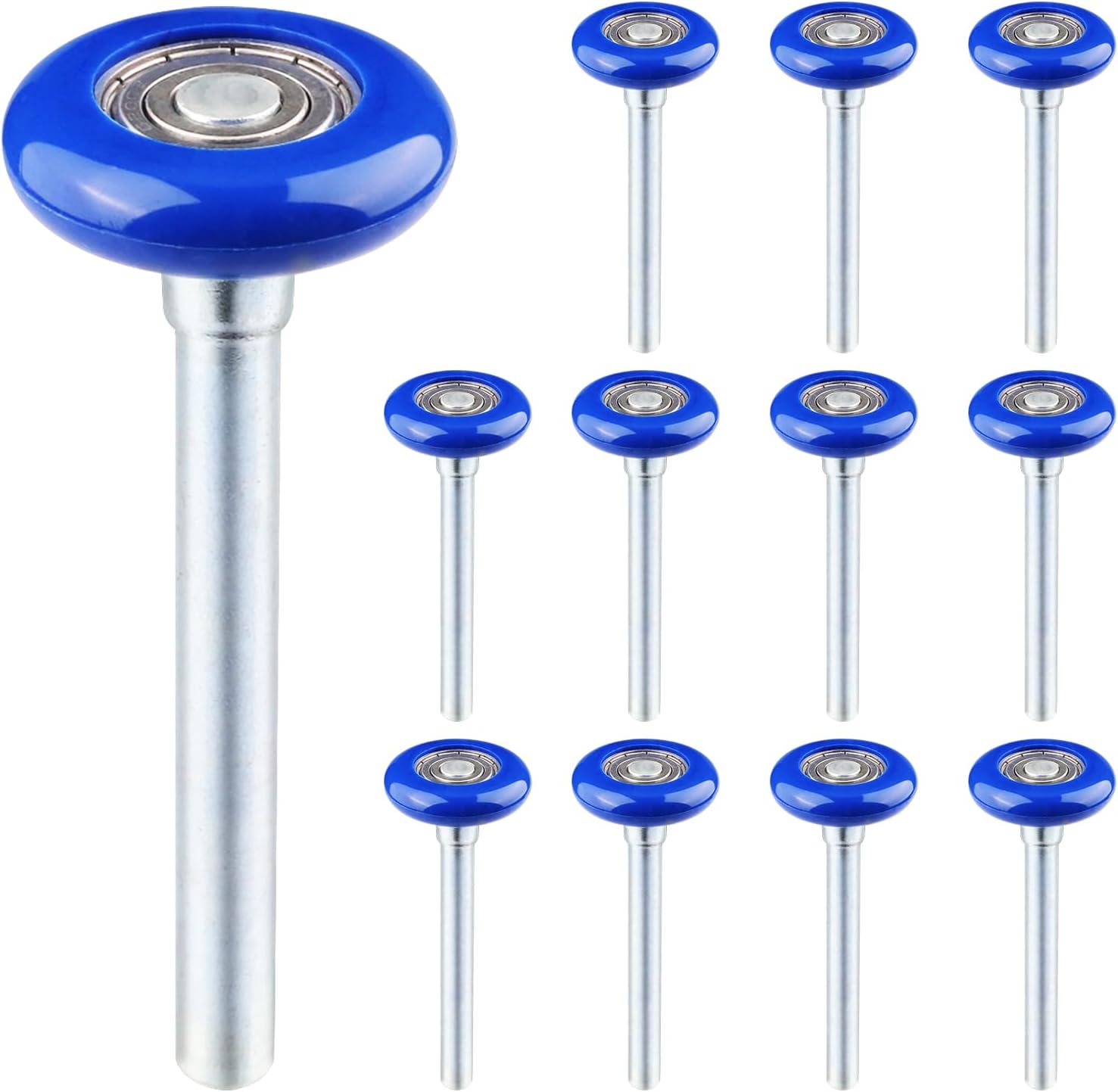 XiKe 12 Pack Blue 2" Nylon Garage Door Roller 7" Stem