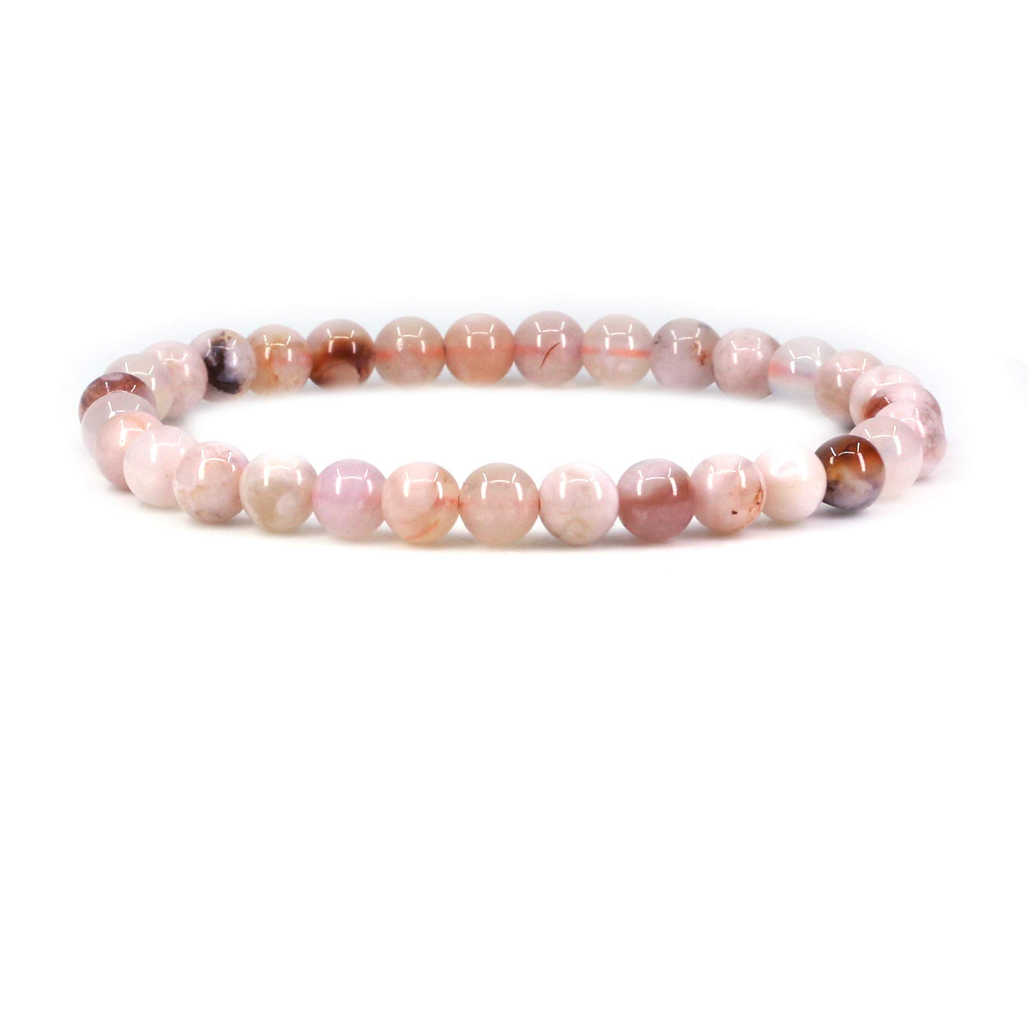 Bracelet perles naturelles 6mm extensible sans fermoir pour poignet sensible - 4
