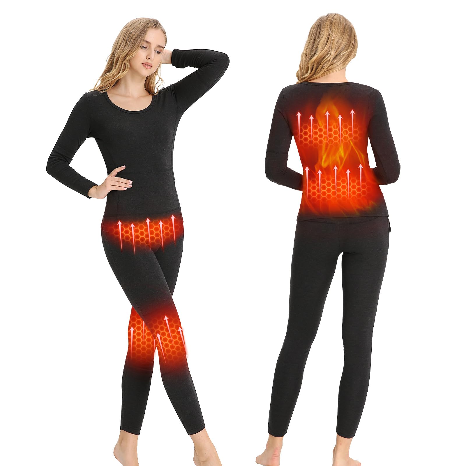 Sun WillThermal Underwear for Men & Women, Winter Clothing with Heated Baselayer for Indoors, Outdoors, and Sports