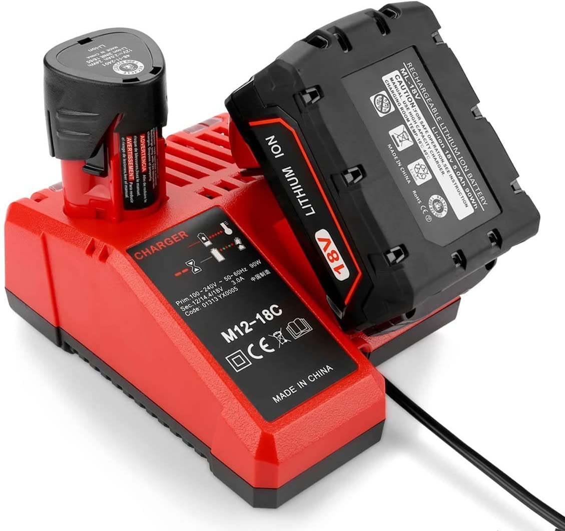 18 V 5,0 Ah M18B5 C18B Li18 akumulator zastępczy z ładowarką do Milwaukee M18, M18BX, M18B4, M18 XC, M18B9, 48-11-1828, 48-11-1840