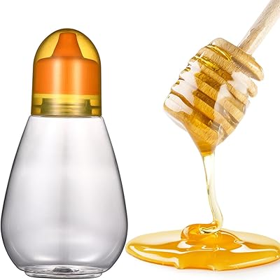 STOBAZA Condiment Squeeze Bottles 4Pcs Clear Plastic Honey Bottles Squeeze Honey Bottle Refillable Honey Containers Jars, Flip, Syrup Bottles for Storing Dispensing Kitchen Squeeze Bottles