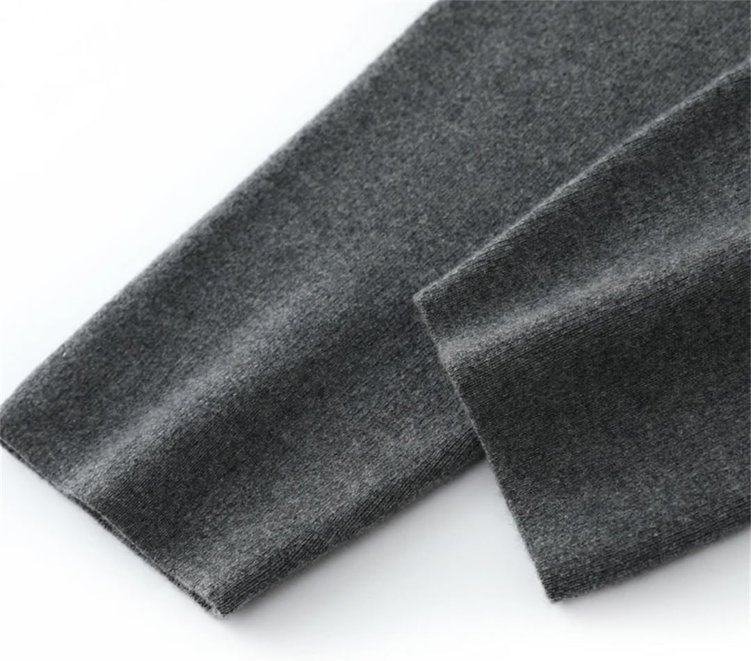 Men’S Cashmere High Waist Knitted Trousers Flat Front Full-Length Pencil Pants Business Casual Office