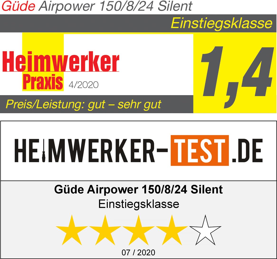 Güde Kompressor Airpower 150/8/24 SILENT ölfrei 8 bar 750 W 24 l Kessel 130 l/min