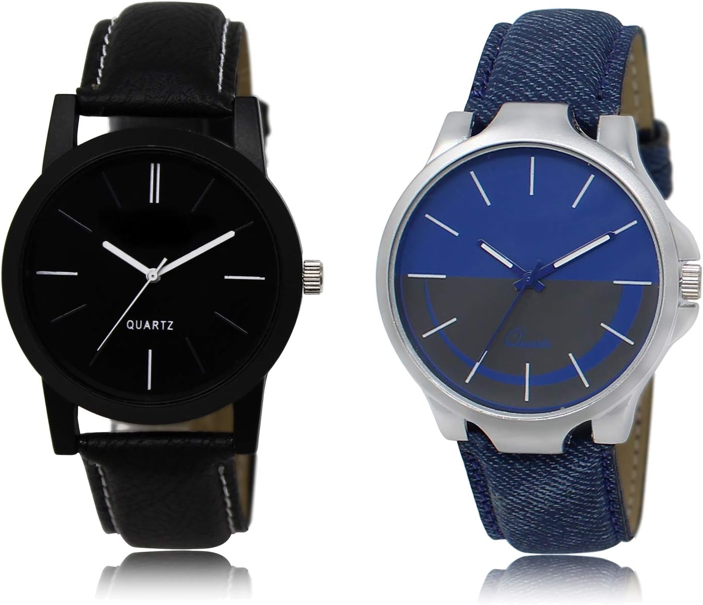 AcnosPremium Slim Line Round Case Assorted Dial Analog Watch Combo for Men Pack of - 2(AC05-24), Band: Assorted