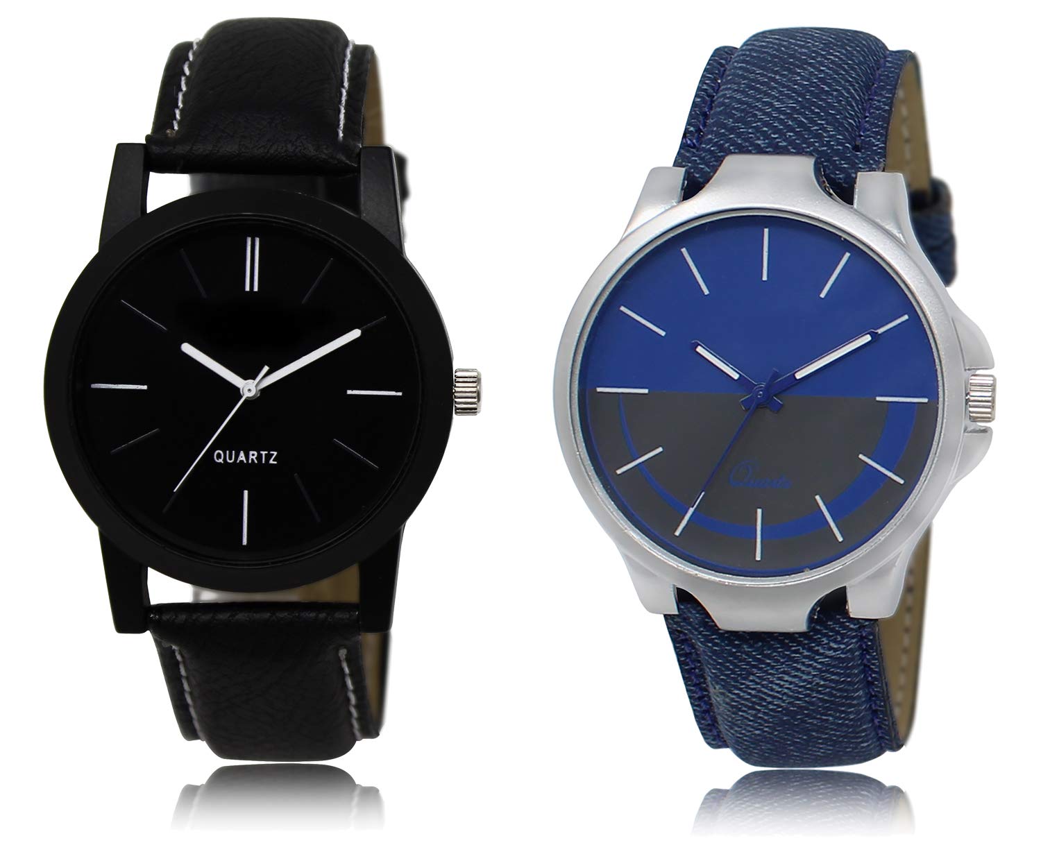 AcnosPremium Slim Line Round Case Assorted Dial Analog Watch Combo for Men Pack of - 2(AC05-24), Band: Assorted