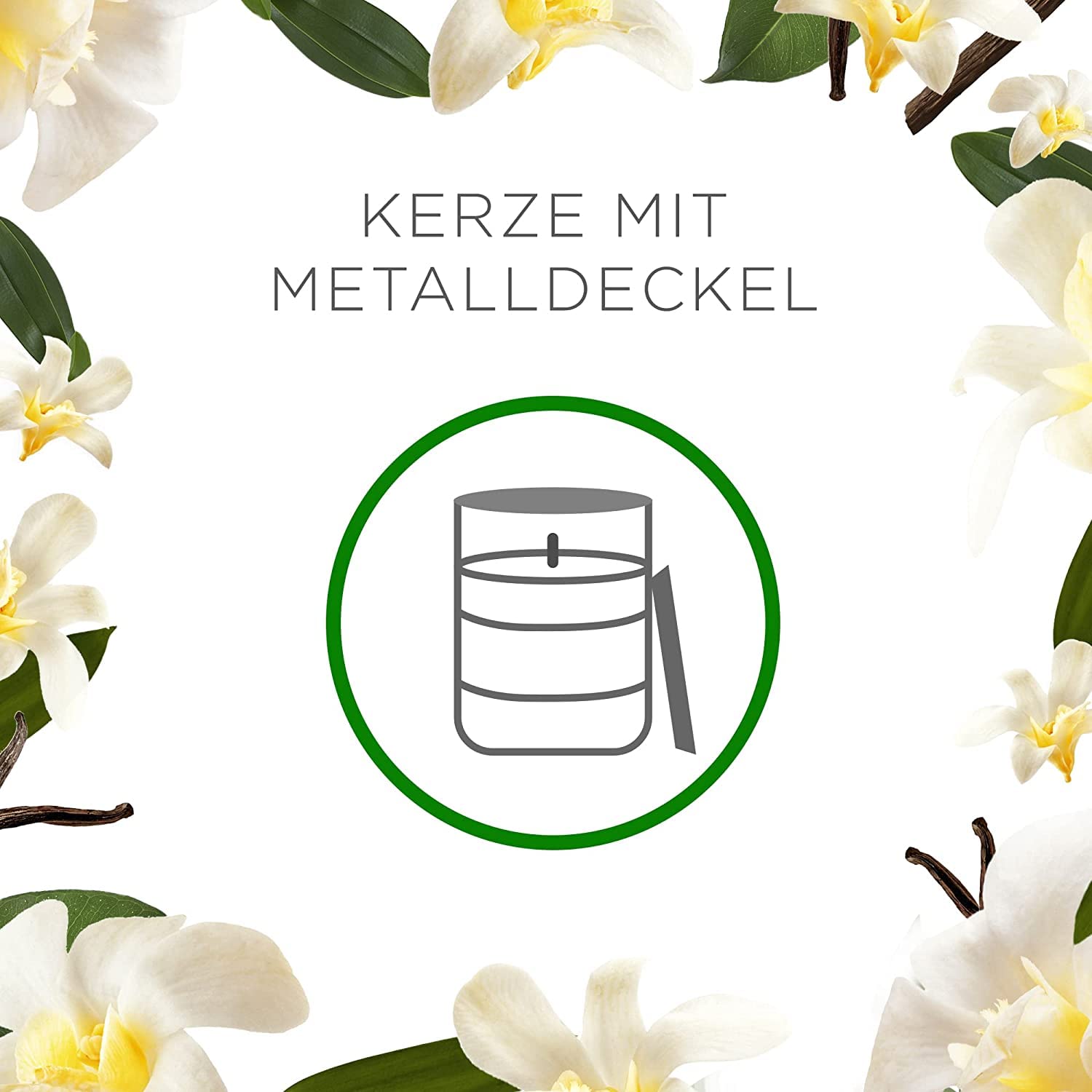 Air Wick extra große Entspannungs-Duftkerze im Glas, bis zu 60h, Sanfte Vanille mit natürliche ätherische Öle, 6 Stück