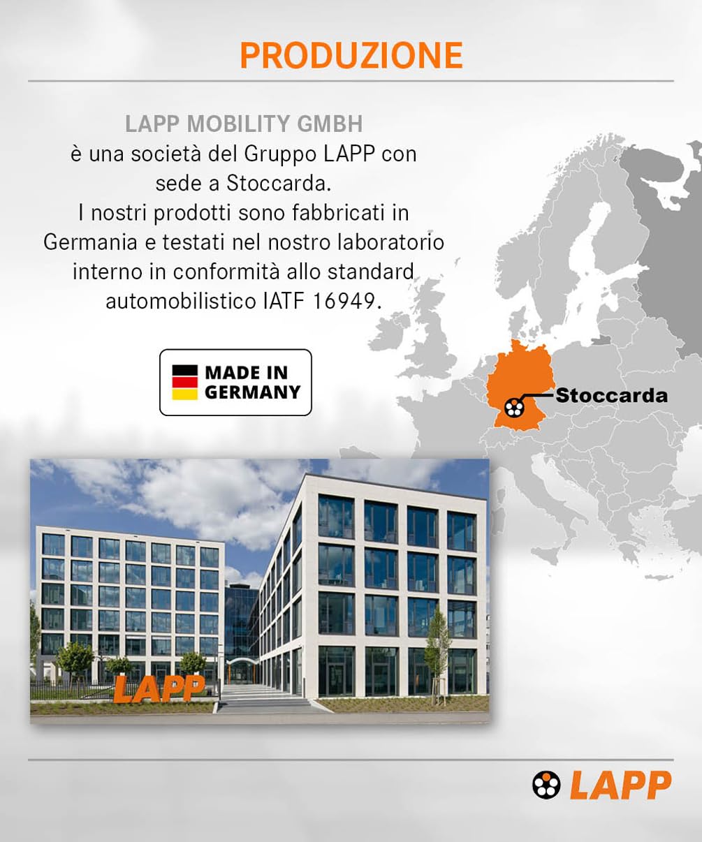 Lapp Mobility Helix - Cavo di Ricarica Tipo 2, 22 KW/autoavvolgente, 32 A, 3 Fasi, per Auto elettrica, modalità 3/5 m