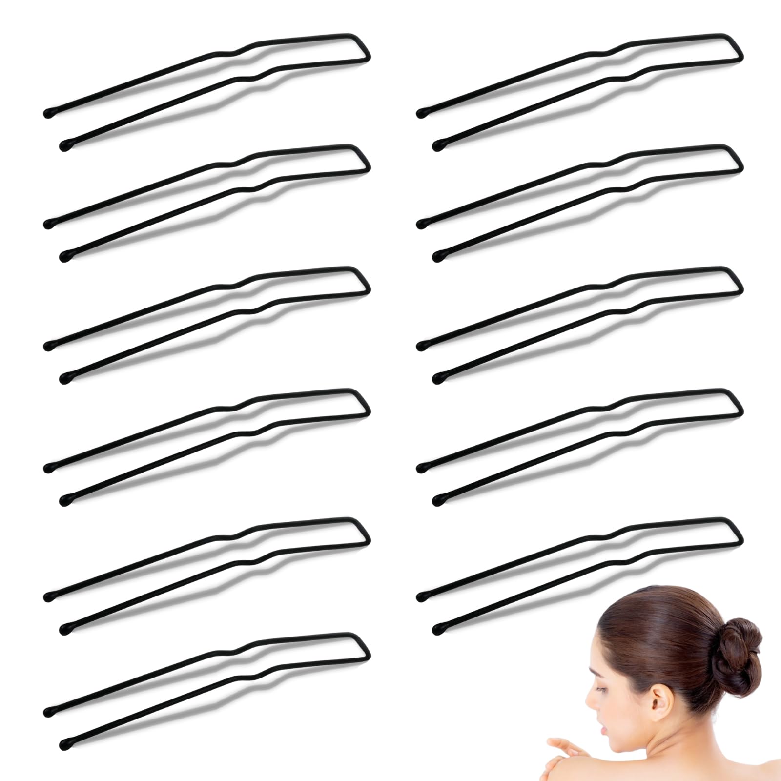30 Pieces U Shaped Hair Pins Metal Bobby Ballet Styling Pins for Women Girls and Hairdressing Salon Thick Thin Long Curly Hair Forks(Black)