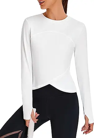 BMJL Womens Workout Tops Black Long Sleeve Shirts Fall Yoga Hiking Tshirts Cute Crop Tops Gym Thumb Hole