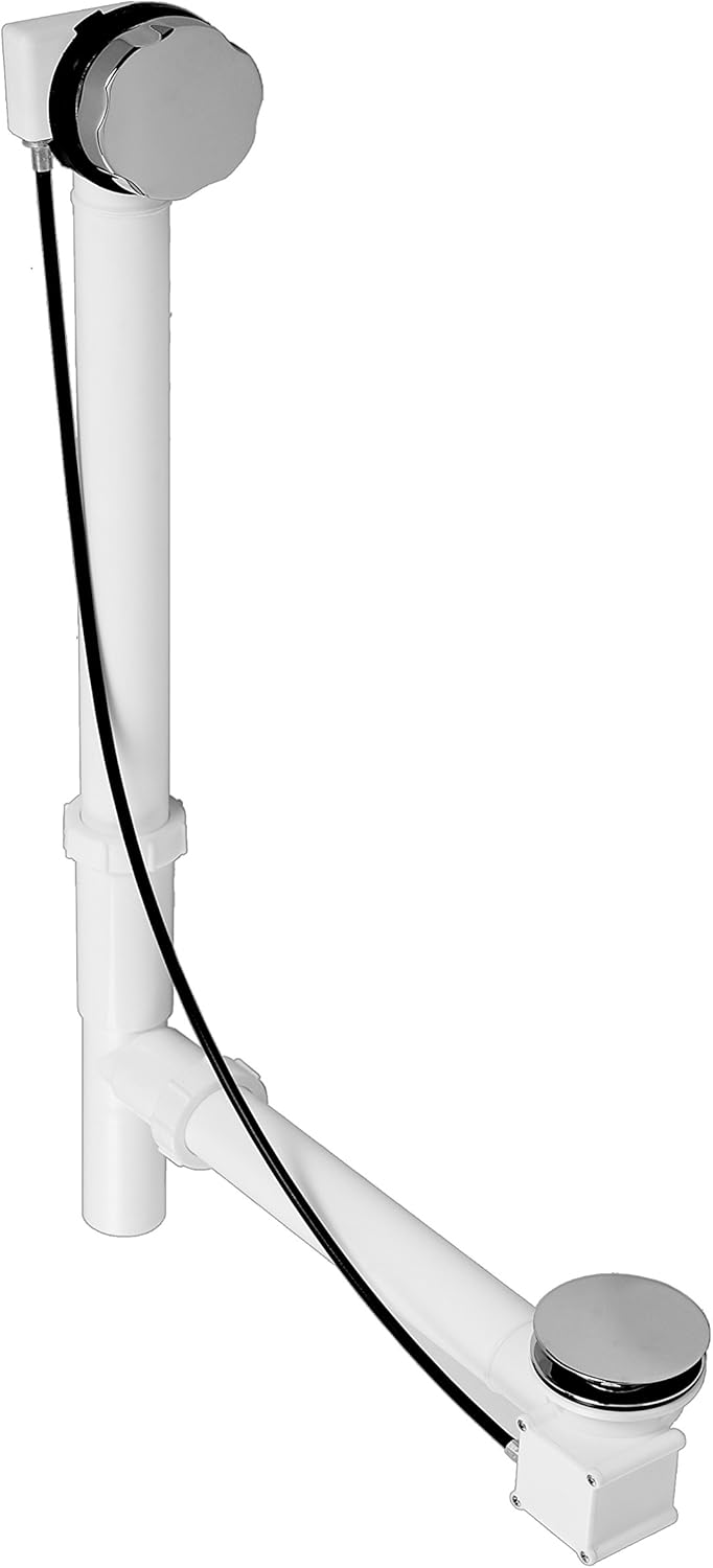 Westbrass Tubular 35 in. Cable Drive Bath Waste, Polished Chrome, D50P35TLE-26