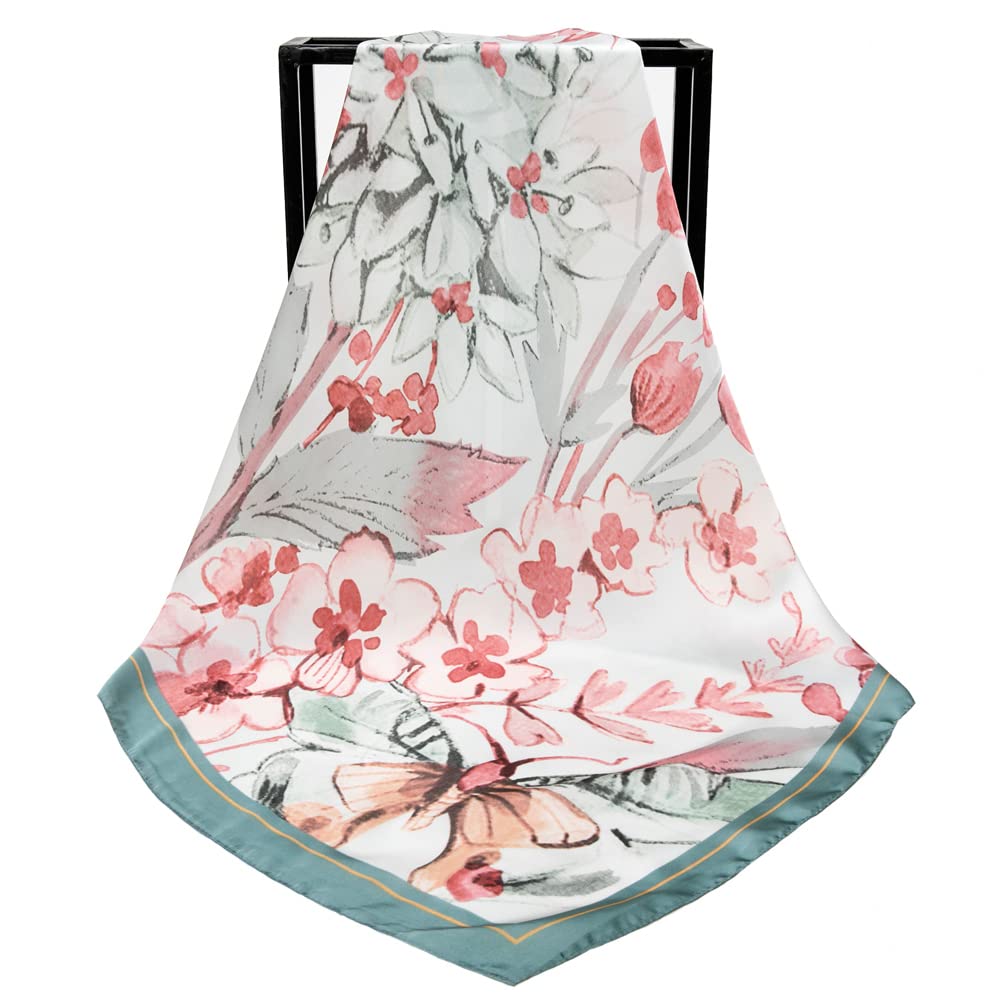 Ymemory Silk Like Scarf Lightweight Head Scarves Fashion Pattern Hair Scarf Satin Design Neck Scarfs