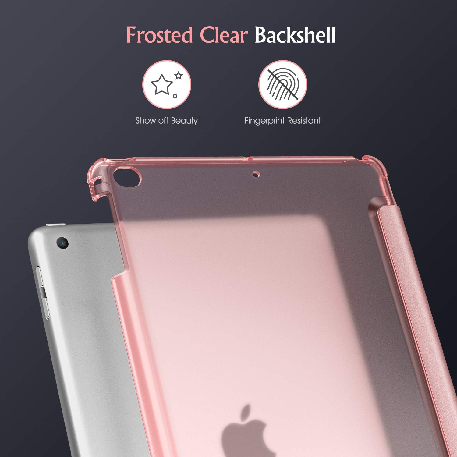 Fintie Case for iPad 9.7 2018/2017, iPad Air 2, iPad Air - Lightweight Slim Shell Cover with Translucent Frosted Back Protector Supports Auto Wake/Sleep for iPad 6th / 5th Gen, Rose Gold