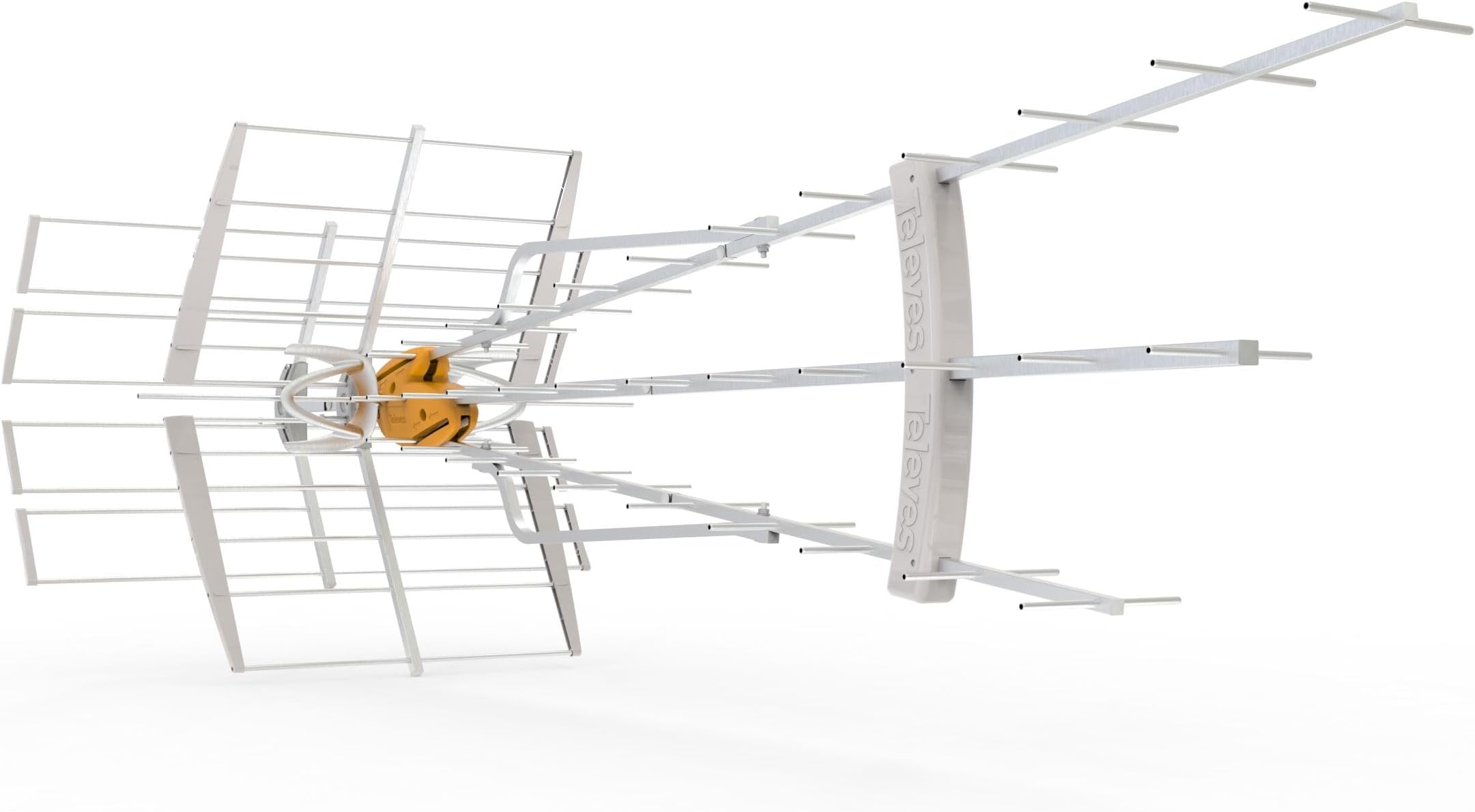 DAT BOSS Mix LR 149884 HDTV Antenna – Long Range High VHF/UHF Reception with Built-in TForce Amplifier, FM & LTE/4G/5G Filtering, Up to 100 mi Range, Power Supply Included - Made in Spain