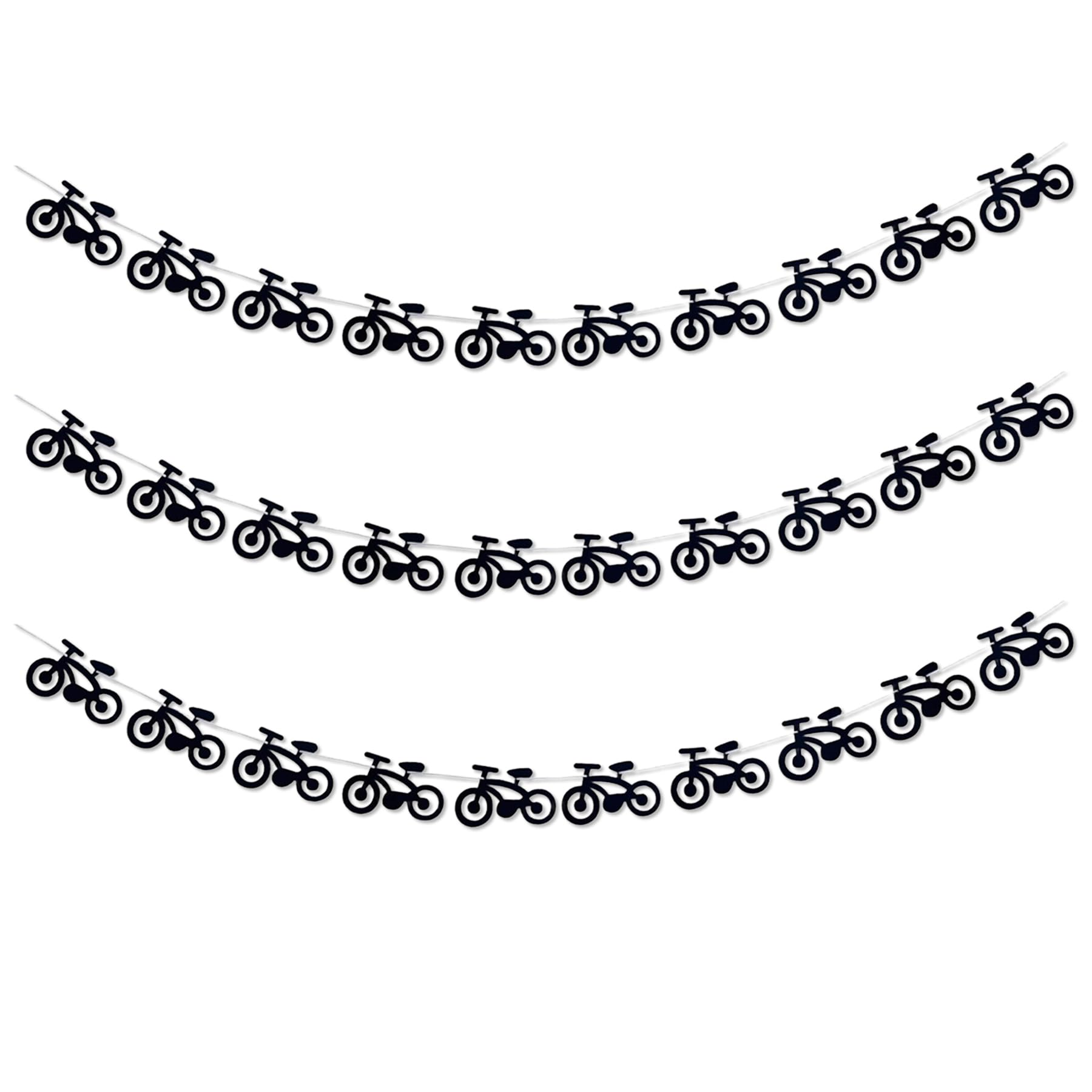 3PCS Bicycle Banner Black Mountain Bike Road Bike Garland Sports Bicycle Racing Theme Decor for Teens Adults Birthday Baby Shower Retirement Party Decoration