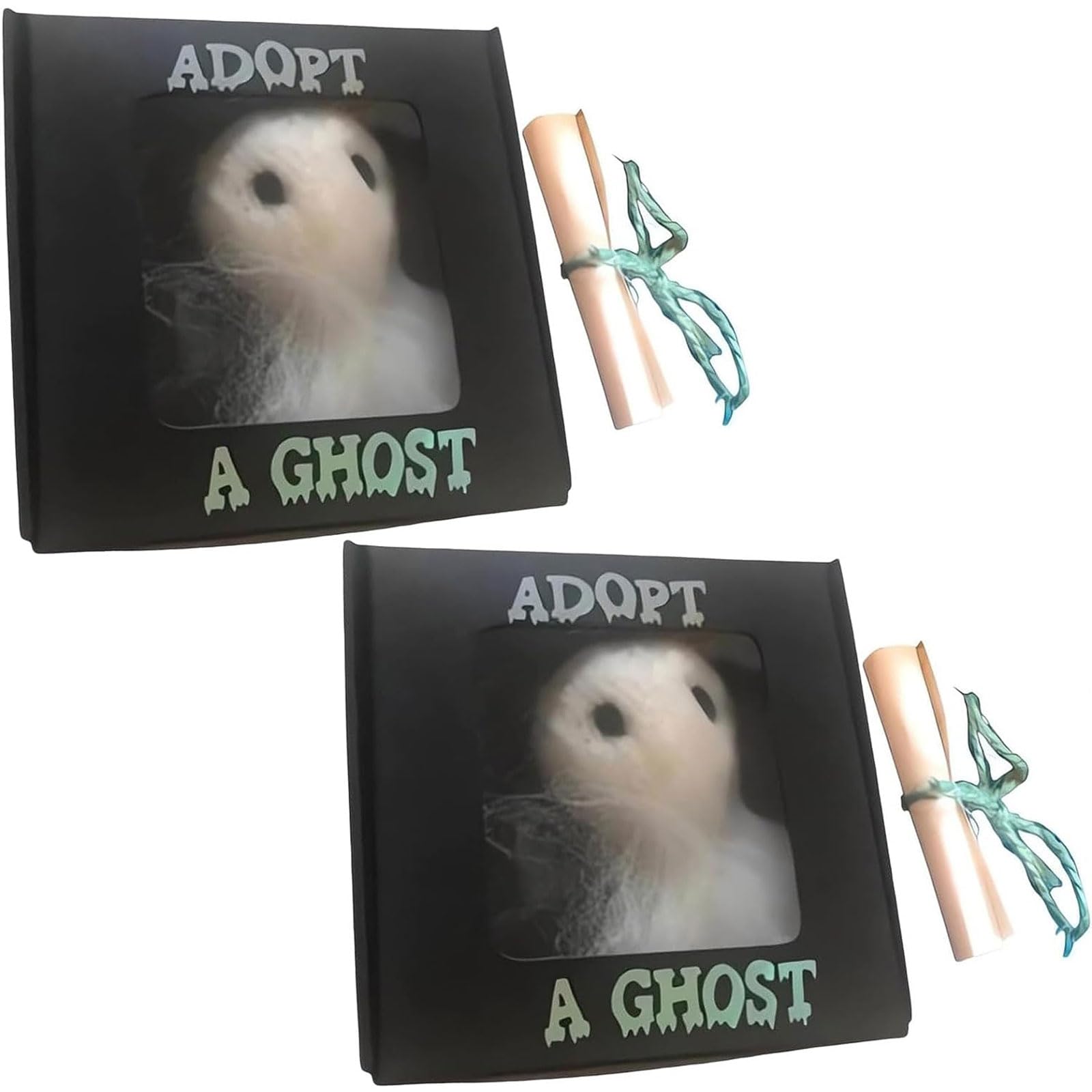 YUNSHAO Adopt A Ghost Cute Little Felt Ghost Box with Tiny Scroll Halloween Felt Ghost Gift Box Ghost Ornament for Friends Family