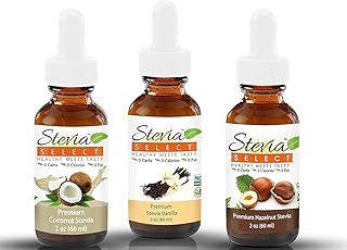 Stevia Select Stevia Drops Vanilla, Coconut, & Hazelnut Keto Sugar-Free Flavors Bundle Pack (3)