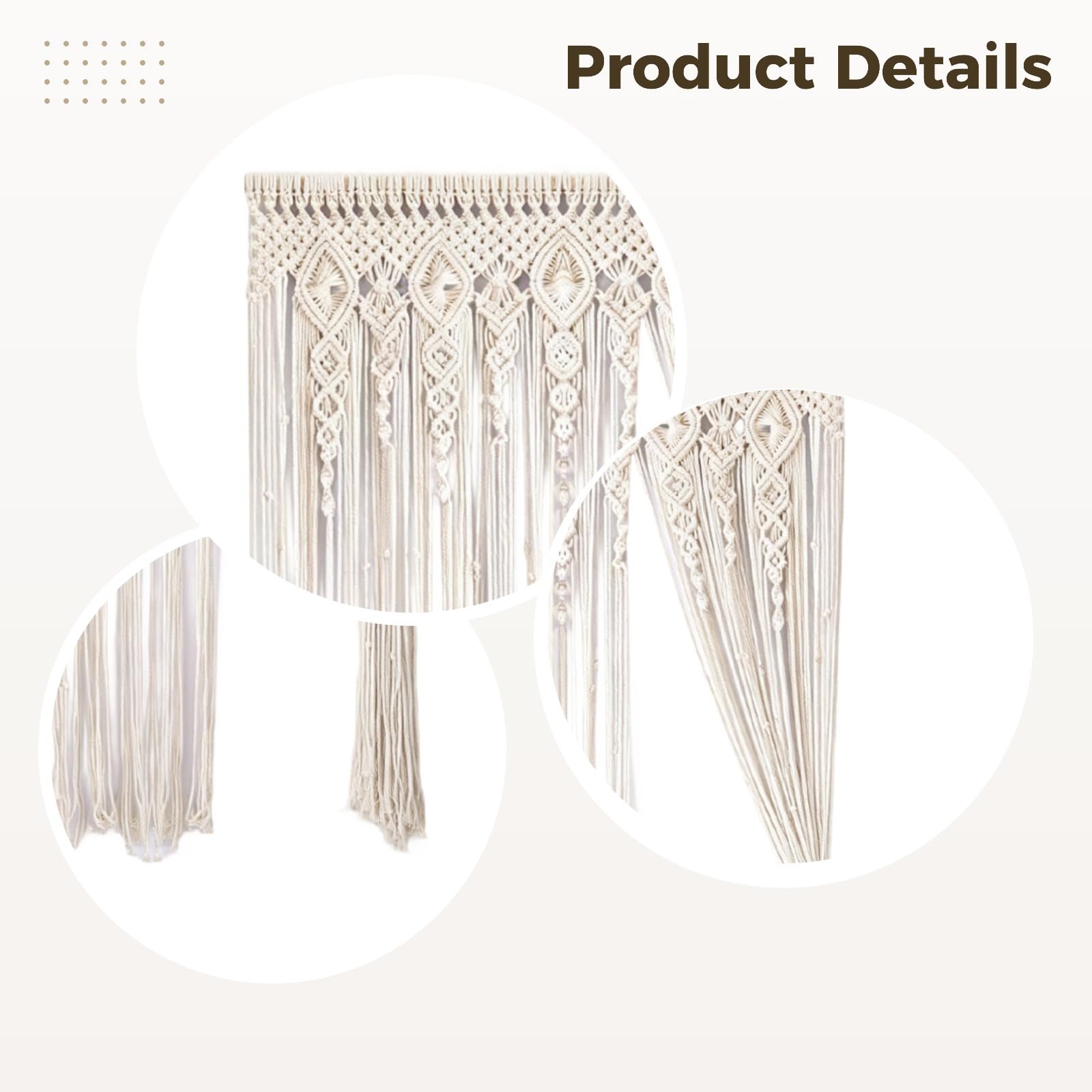 Rideau bohème en macramé en coton tissé à suspendre au mur - 90 x 180 cm - Pour porte, toile de fond de mariage et décoration d'intérieur