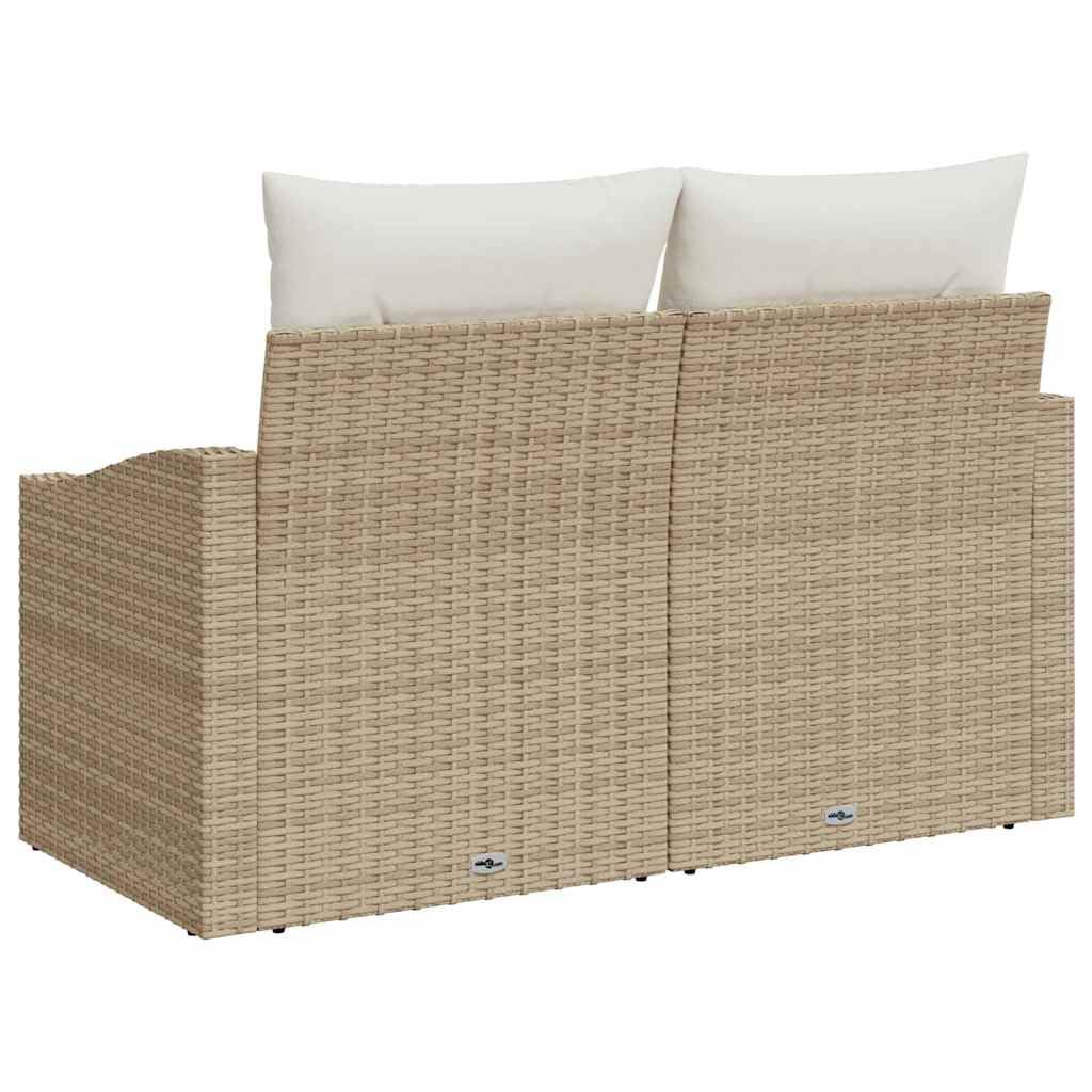 Banco de jardín con cojín, 123 x 62 x 69 cm, diseño modular de ratán de polietileno, para terraza y balcón, resistente a la intemperie, al aire libre, fácil montaje y configuración flexible