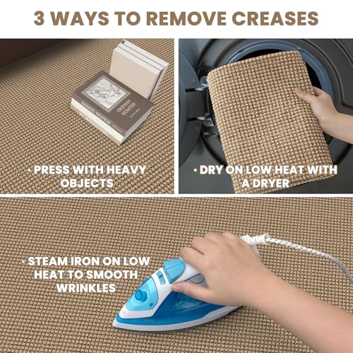 Image of EARTHALL Woven Runner Rug 2x8 Ft Washable Runners for Hallways Cotton Non Slip Rubber Backed Kitchen Runner Braided Indoor Floor Carpet for Entryway, Hallway, Kitchen, Bedroom, Orange /Tan /Brown
