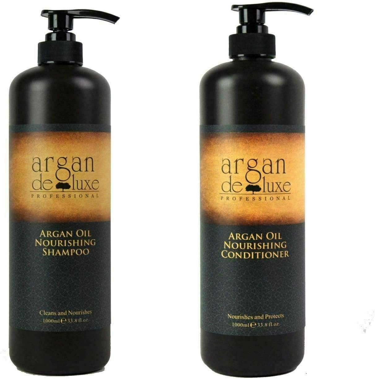 Argan Deluxe Professional Moroccan Oil Shampoo and Conditioner Set, Ultra Hydrating & Moisturising, Salon Quality for Men & Women All Hair Types (2 x 980ml)