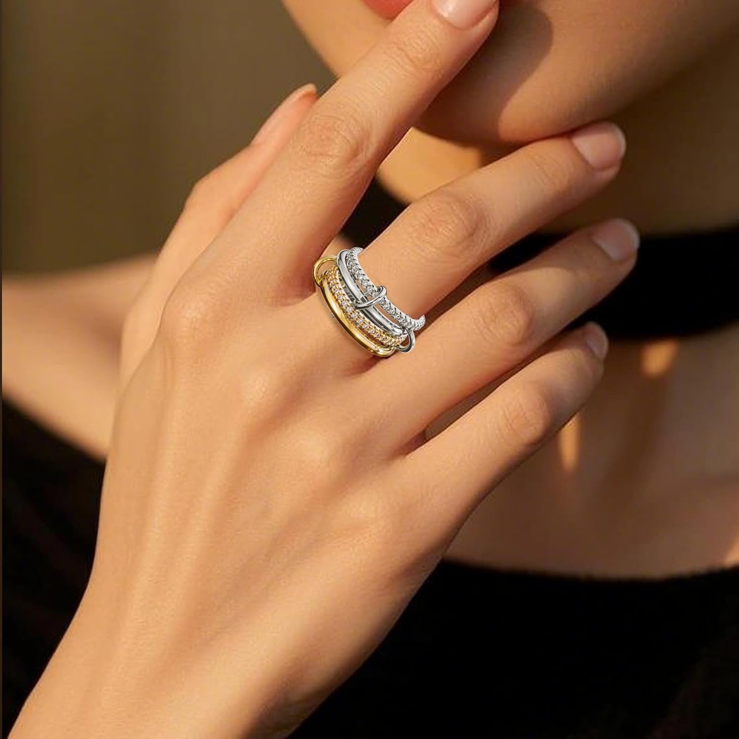 Gold Stackable Rings for Women Non Tarnish, Dainty Stackable 18k Gold Plated CZ Cubic Zirconia Rings, Gold Knuckle Women Rings Set - Image 2