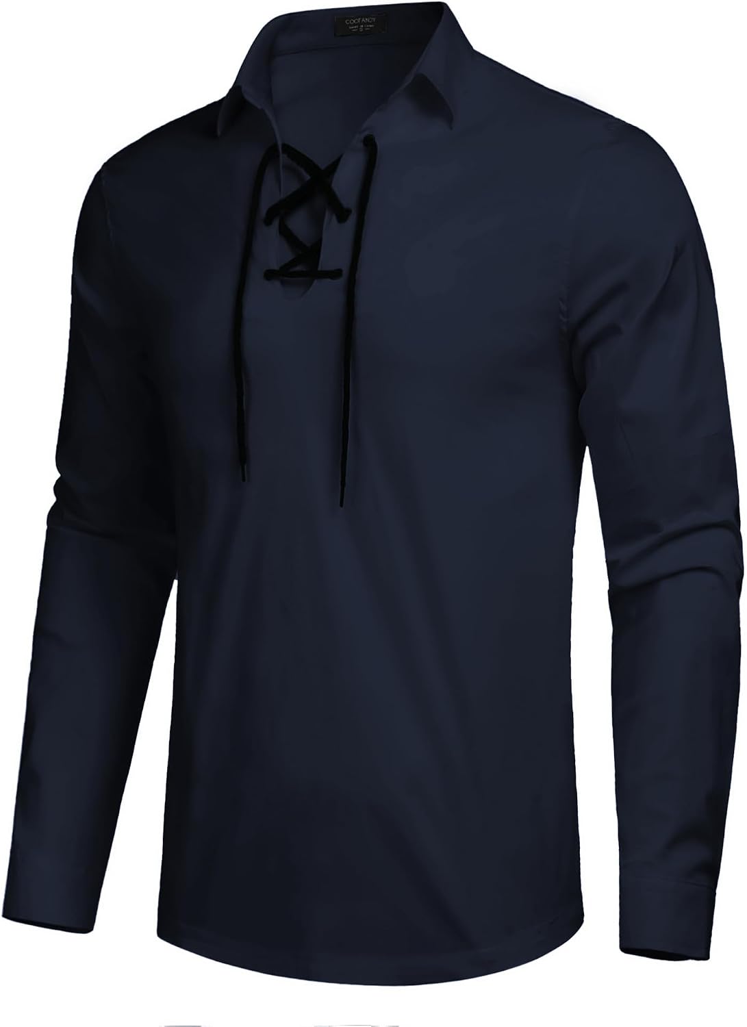 COOFANDY Mens Scottish Jacobite Ghillie Kilt Shirts Medieval Renaissance Pirate Costume Long Sleeve Lace Up Henley Shirt