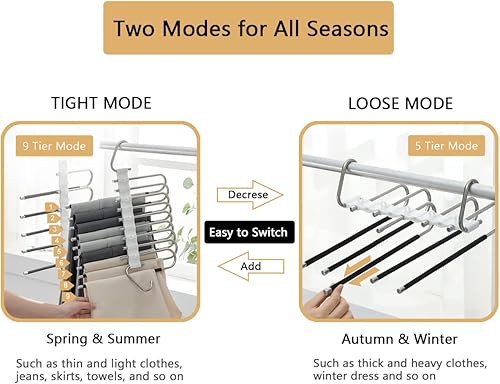 Hoibampu 2 perchas para pantalones de 9 capas mejoradas que ahorran espacio perchas para organizador de ropa perchas para pantalones de mezclilla