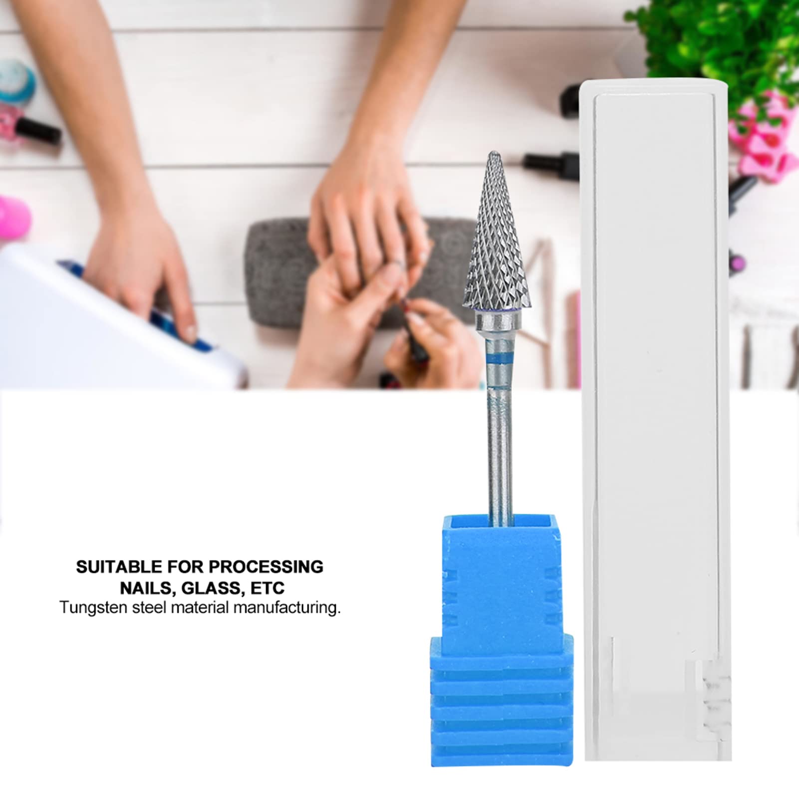 Joyzan Punte Fresa Unghie, Nail Drill Bit Manicure in Acciaio al Tungsteno Lucidare la Testa di Smerigliatura del Strumento Rimozione Gel Semipermanente Cuticola con Scatola per Pedicure Domestico