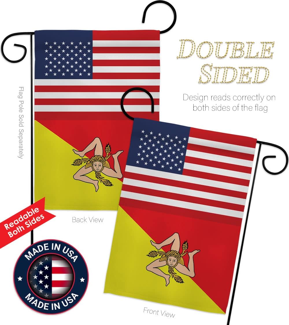 Americana Home & Garden Sicily US Friendship Garden Flag Regional Nation International World Country Particular Area House Decoration Banner Small Yard Gift Double-Sided, Made in USA