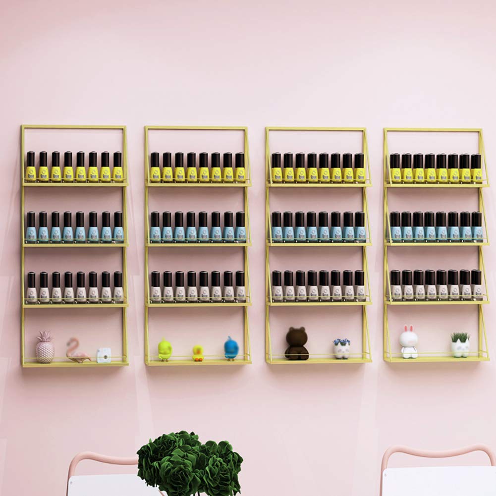 Shelf 4 Tier Wall Art Display Metal Nail Polish Wall Rack Organizer Display Rack Nail Polish Storage Shelves