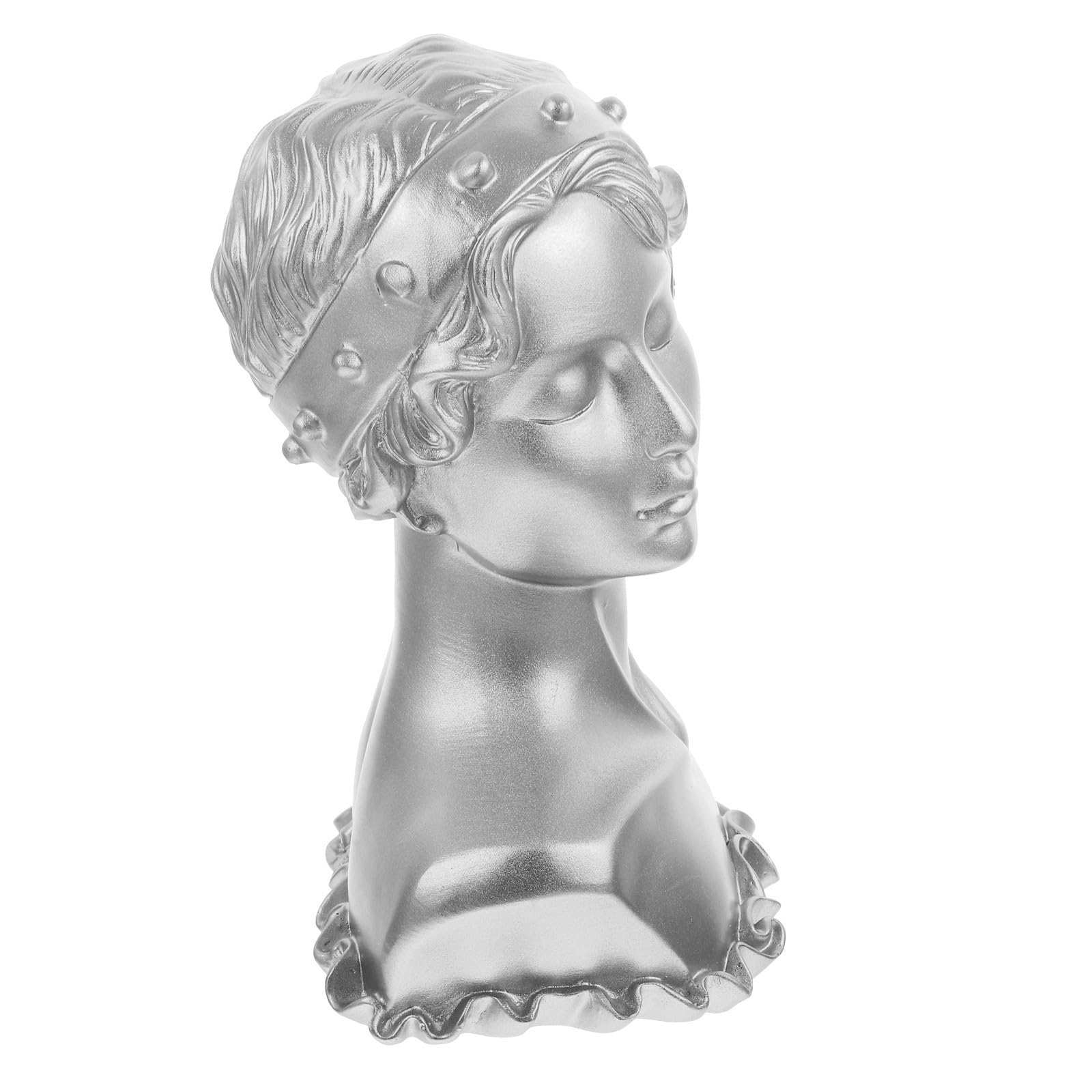 Buste présentoir de bijoux Alasum en résine argentée pour vitrine haut de gamme