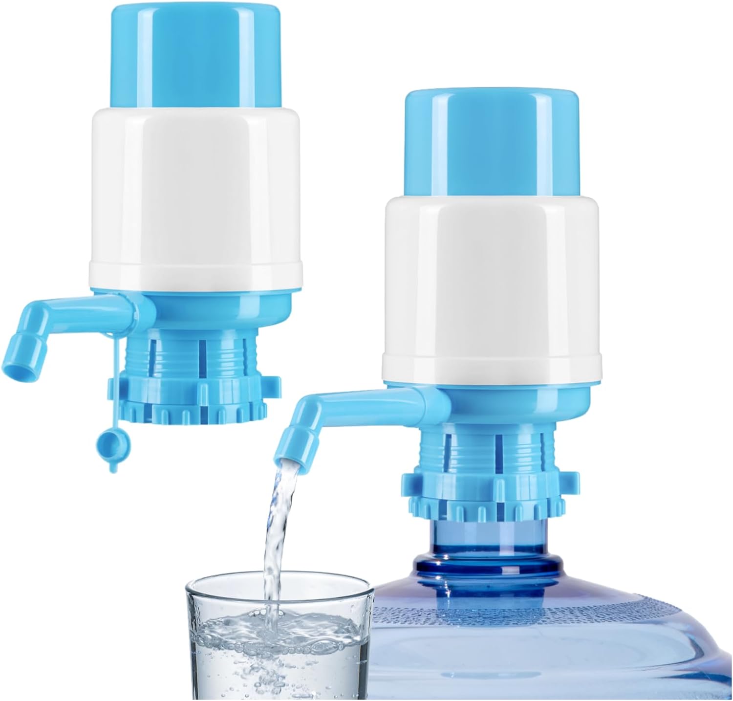 2pcs Water Bottles Dispenser Blue Manual Hand Pressure Drinking Fountain Pressure Pump Water Press Pump