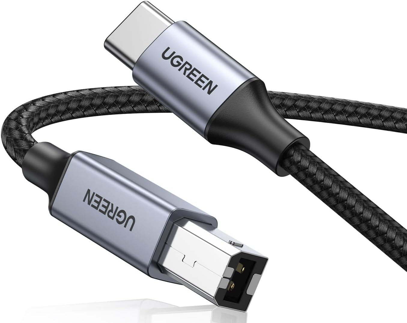 UGREEN Printer Cable USB C to B 2.0 Scanner Cord Nylon Braided Wire Compatible with Epson HP Brother Lexmark Printers Yamaha Digital Piano Midi Keyboard DAC 1M iPhone 17 (Grey)