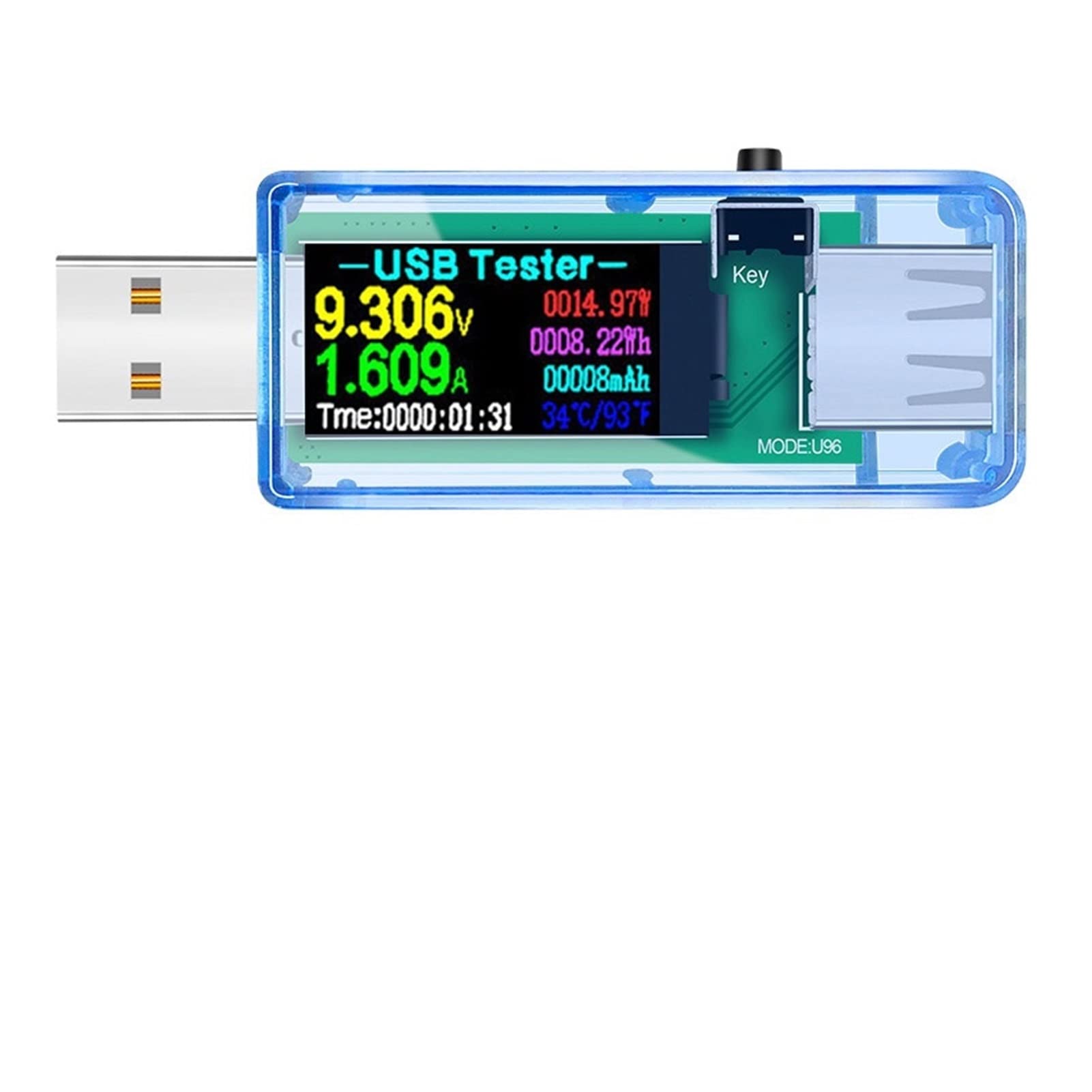 Urządzenie pomiarowe tester USB 13 1 Usb. Próbnik DC. Cyfrowy woltomierz Amperimetro Napięcie Amperomierz Amperomierz Detektor mocy chyłomierzem ładowarka(U96 Blue 3A Cable)