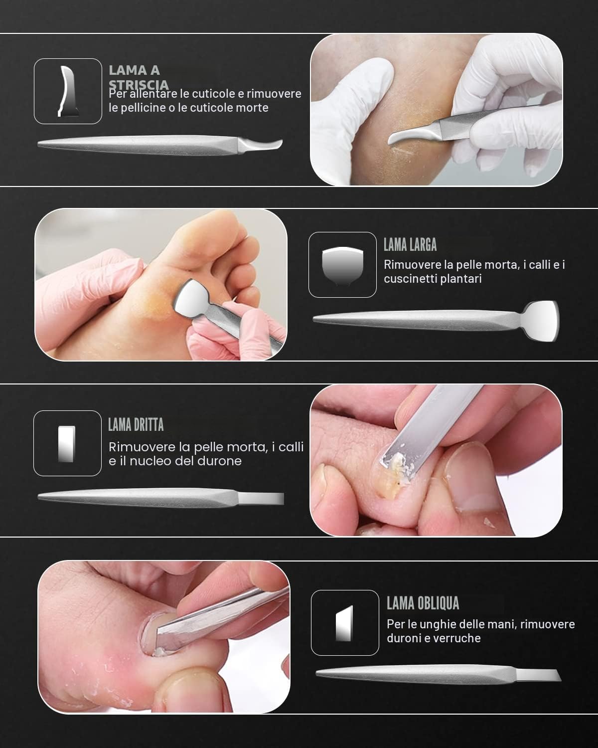 FERYES Kit per unghie incarnite, 7 pezzi di strumenti professionali per pedicure, kit per la toelettatura delle unghie dei piedi, lama del piede di alta qualità, tagliaunghie super affilate