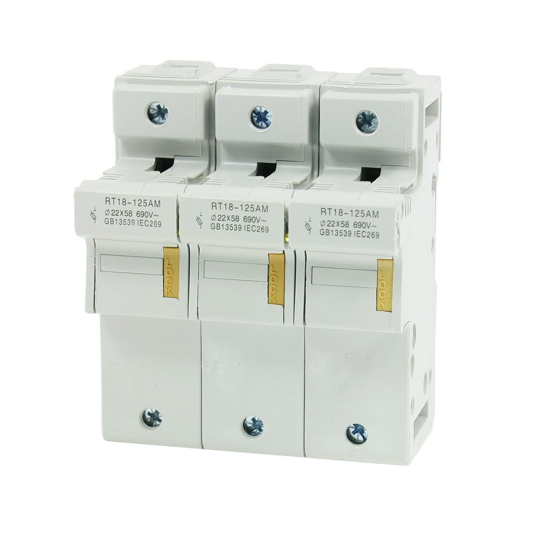Aexit RT18-125AM DIN Distribution electrical Rail 3 Poles 3P 22x58mm Cylindrical Fuse Holder