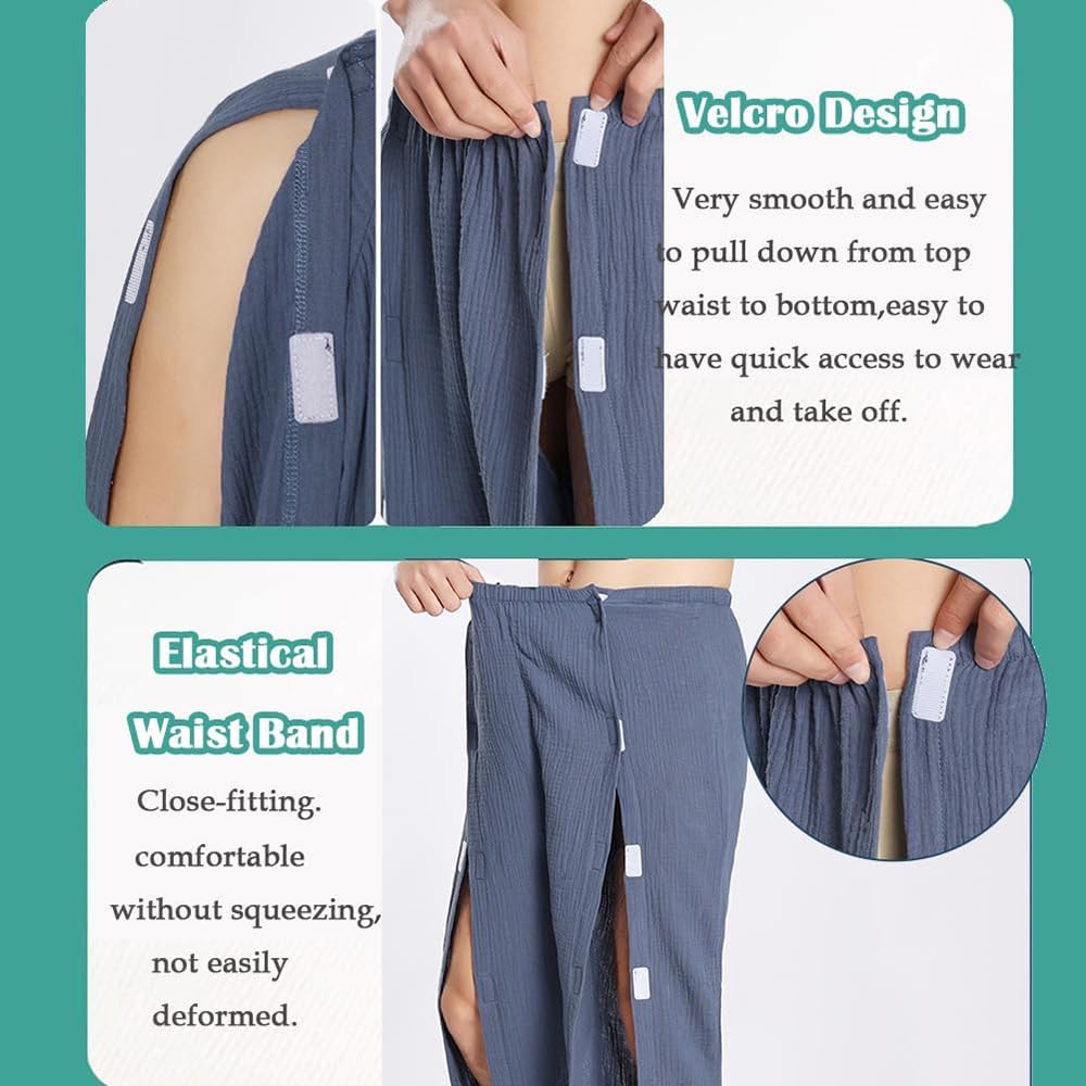 Ropa para Pacientes Masculinos, Traje De Paciente Postrado En Cama con, Fácil De Usar Y Quitar, Asistente De Enfermería Hospitalaria, para Parálisis, Ancianos, Discapacitados