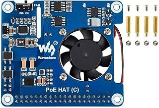 Abcsweet PoE HAT Board With Cooling Fan ForRaspberryPi 4B/3B+ 5V USB-A And 12V Header Outputs To Use More Peripherals Power Over Ethernet POE HAT Board
