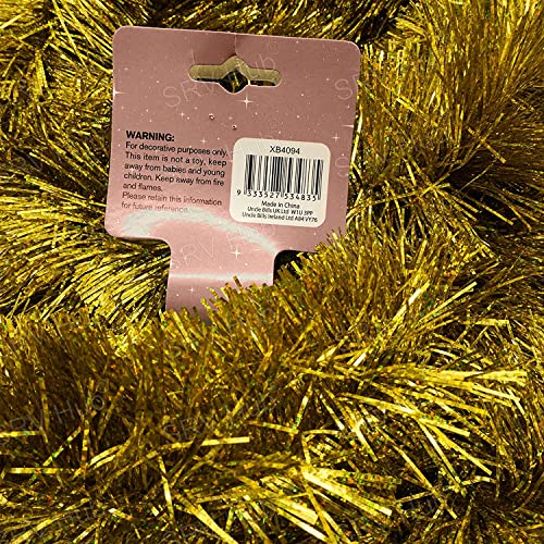 1x Tinsel Garland Chunky, 2 Meter Each, Hanging Luxury Tinsel, for Christmas Party Supplies, Seasonal Indoor and Outdoor Decorations (Holographic Gold) - Image 3