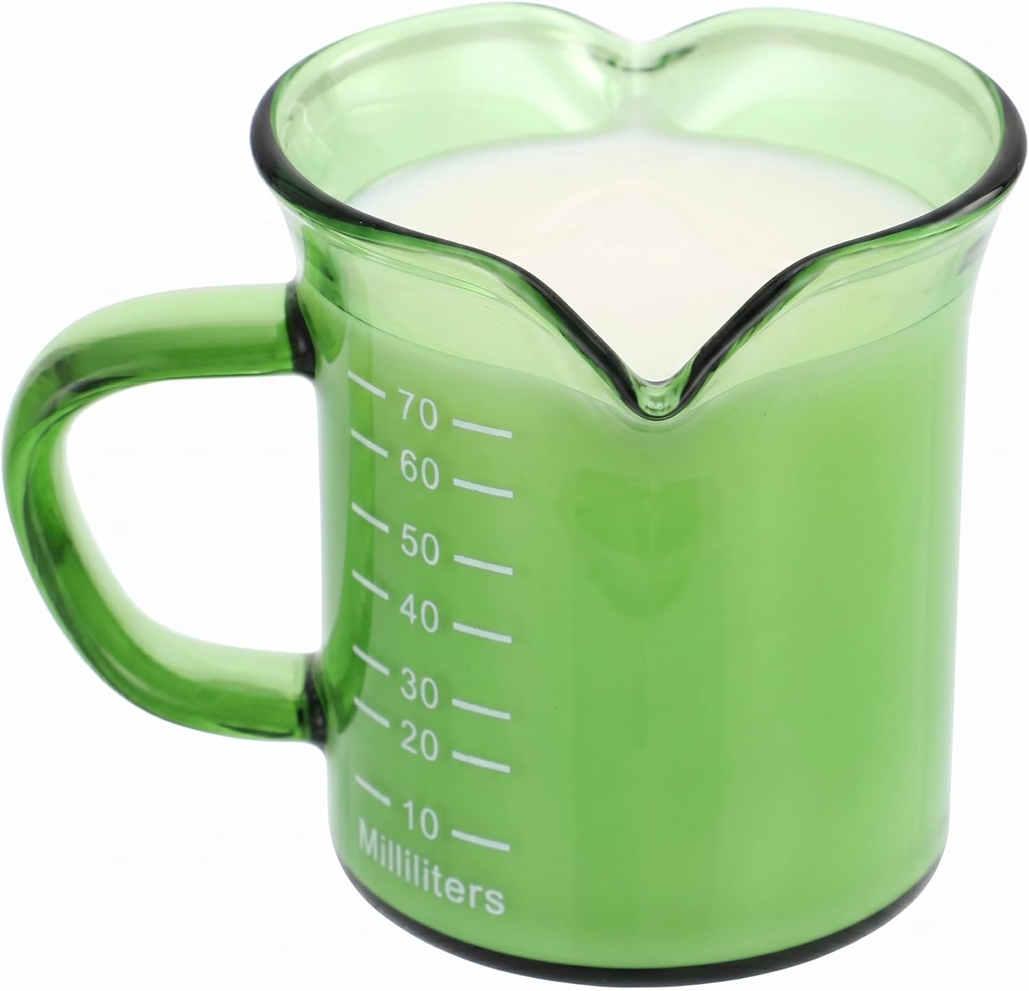 Glass Measuring Cup with Double Spout 2.48X2.36X2.36In Borosilicate Glass Milk Cup for Precise Coffee and Latte Art Lightweight Transparent Drinking Mug for Home and Office
