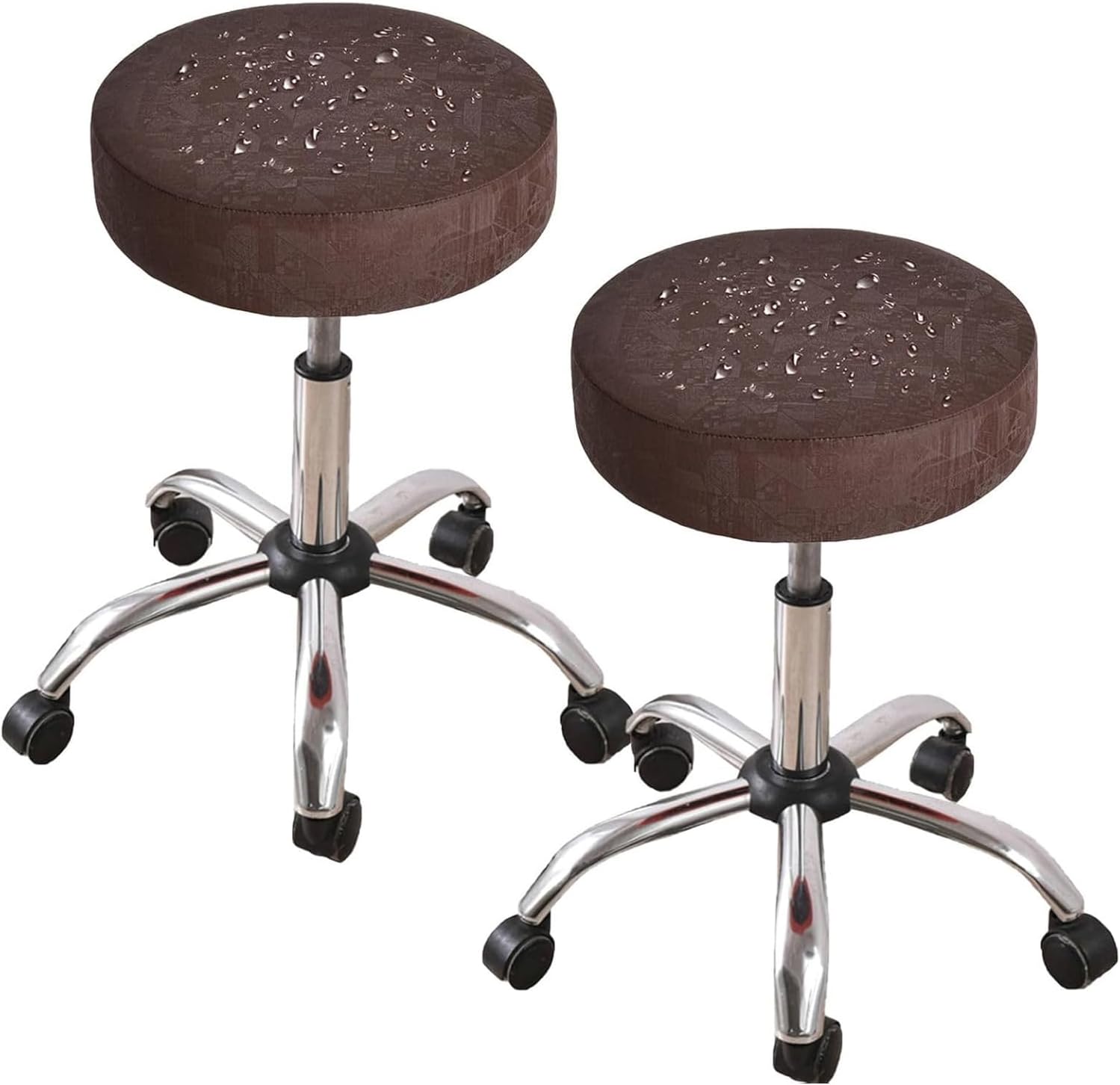 Waterproof Round Stool Cover Made of PU Leather, Elastic and Non-Slip Design, Suitable for Bar Stools(Orange,6 PCS)