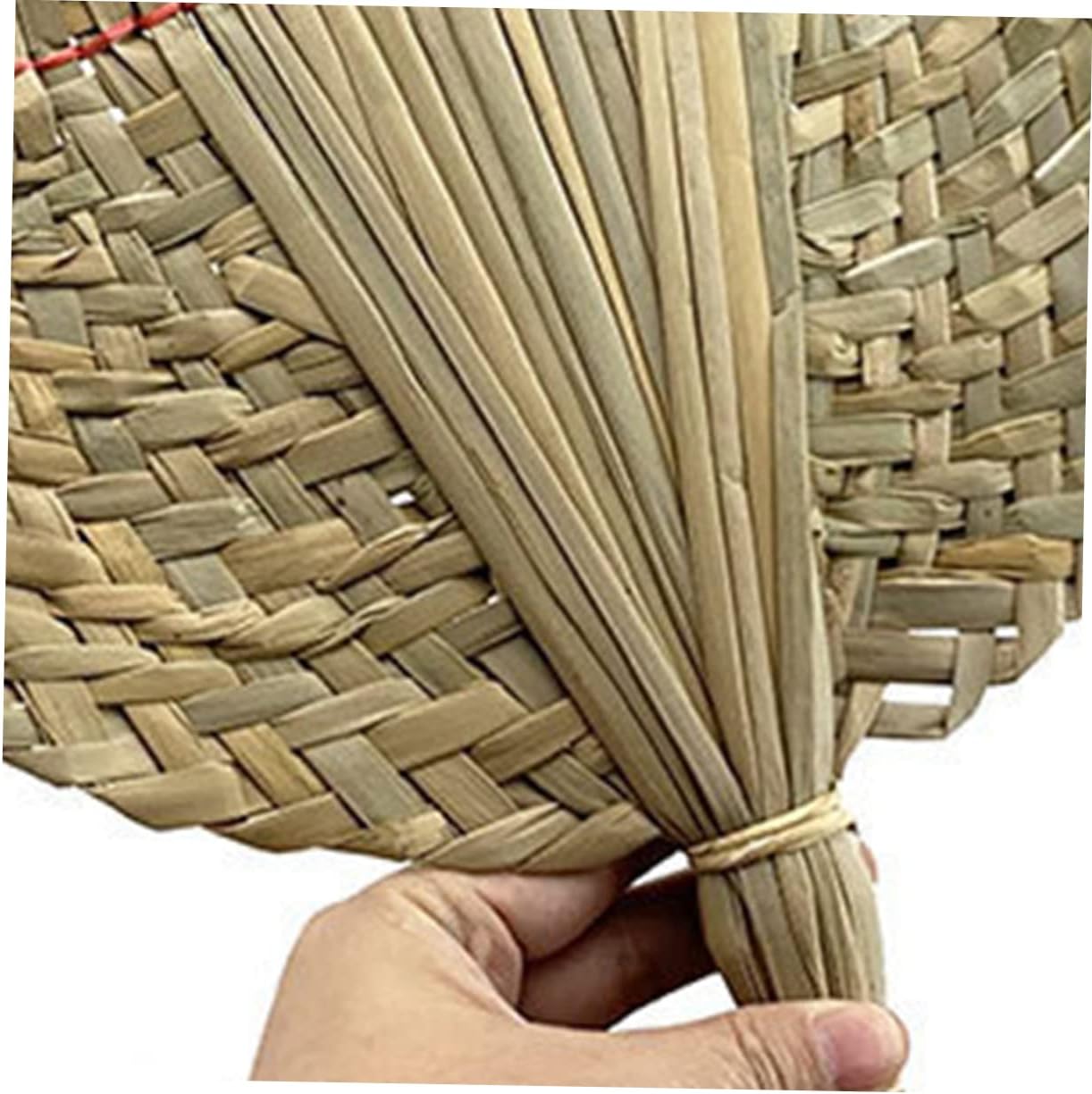 5 Piece Woven Grass Hand Fan Set for Summer Carrying