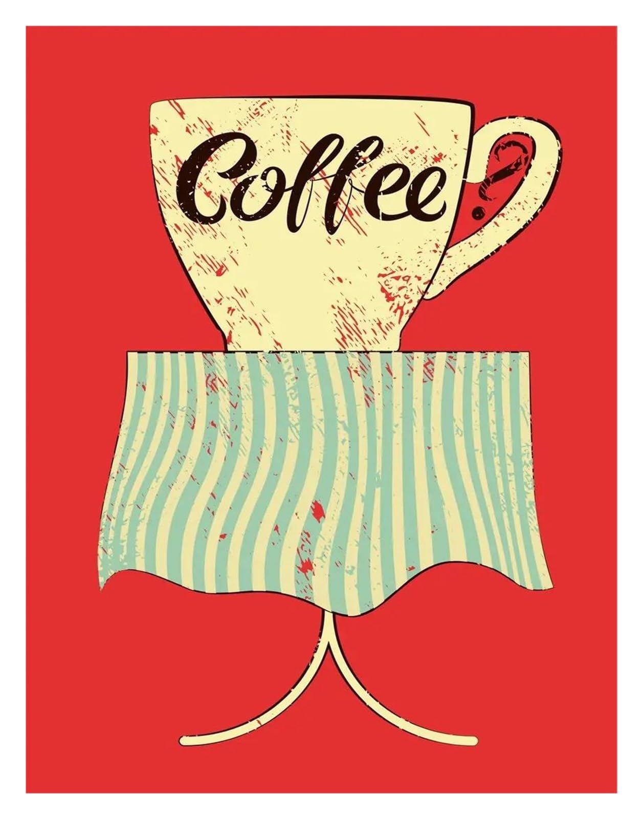 Póster de café retro impreso en lienzo con imágenes artísticas para pared de bar