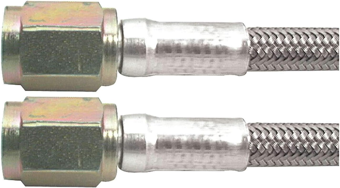 Allstar Performance AN Hose Assembly, 12 in Long, 3 AN Hose, 3 AN Straight Female to 3 AN Straight Female, Braided Stainless, PTFE Lined, Each