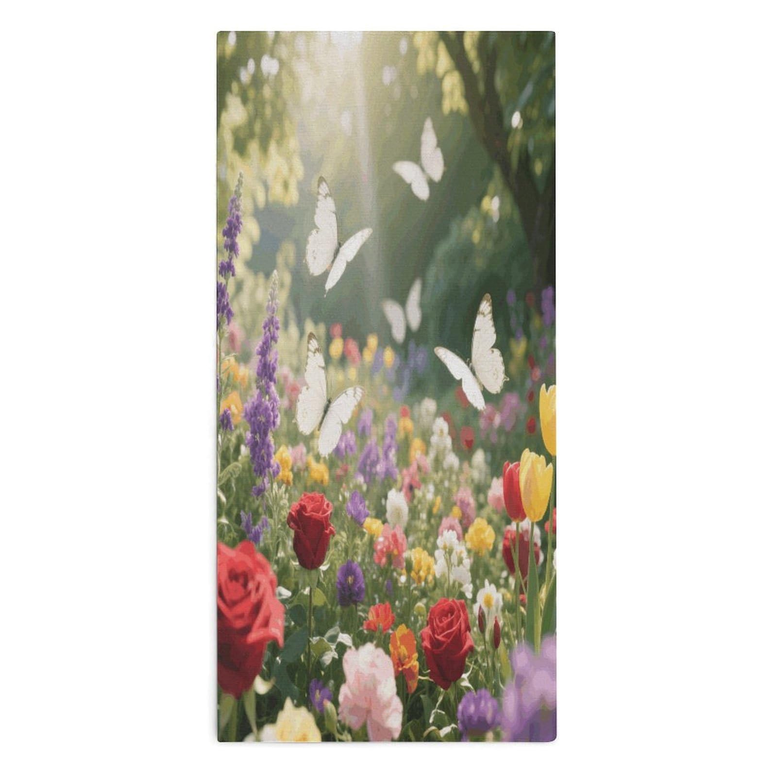 YUXBVKRS Flowers And Butterflies Hand Towels for Bathroom 14x29 Inch