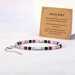 Evabelle Natural Healing Crystal Bracelet for Women, Triple Protection Anxiety Relief New Beginnings Good Luck Empath Protection, Inspirational Spiritual Beaded Braecelet Graduation Jewelry Gift for Friends Mom 6.5+2 Inches