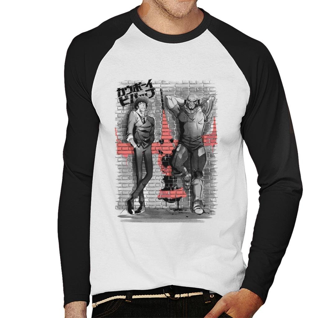 Cloud City 7 Men's White/Black Cowboy Bebop Space Bounty Hunters Baseball Long Sleeved T-Shirt